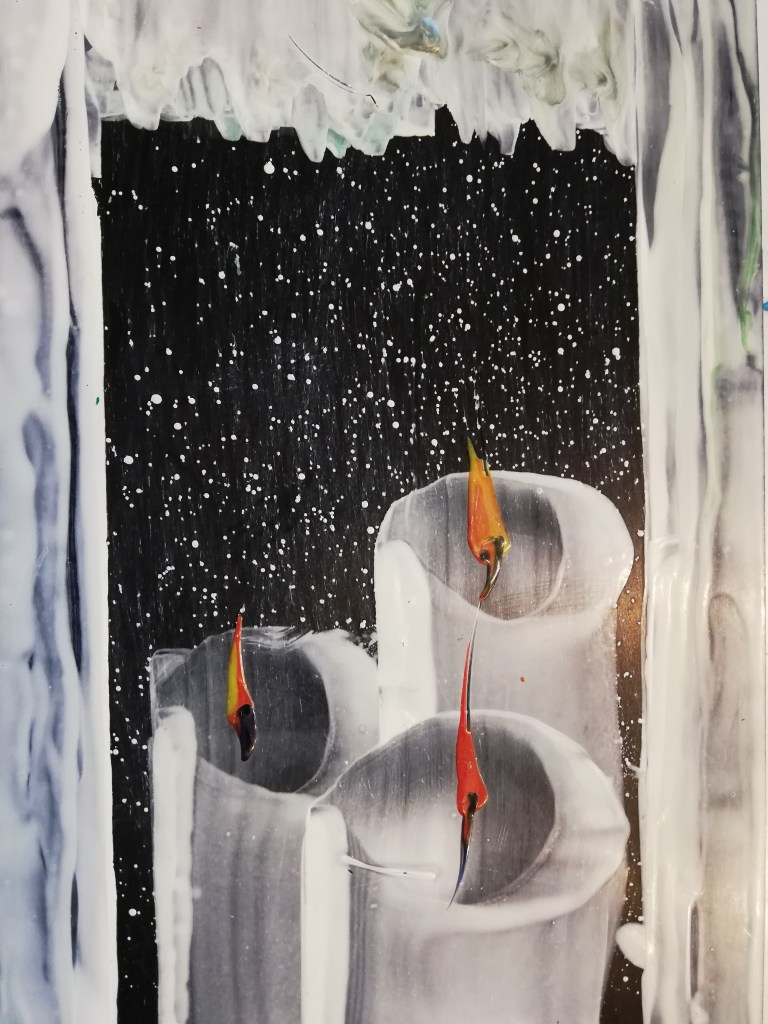 Workshop wenskaarten maken met gekleurde bijenwas voor Kerst en Nieuwjaar.